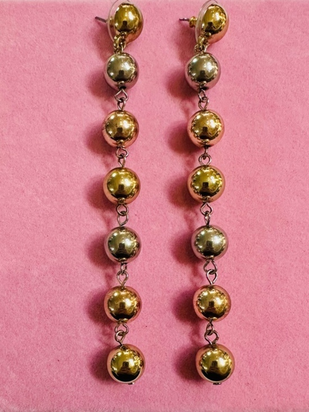 Mixed Metal Ball Drop Earrings